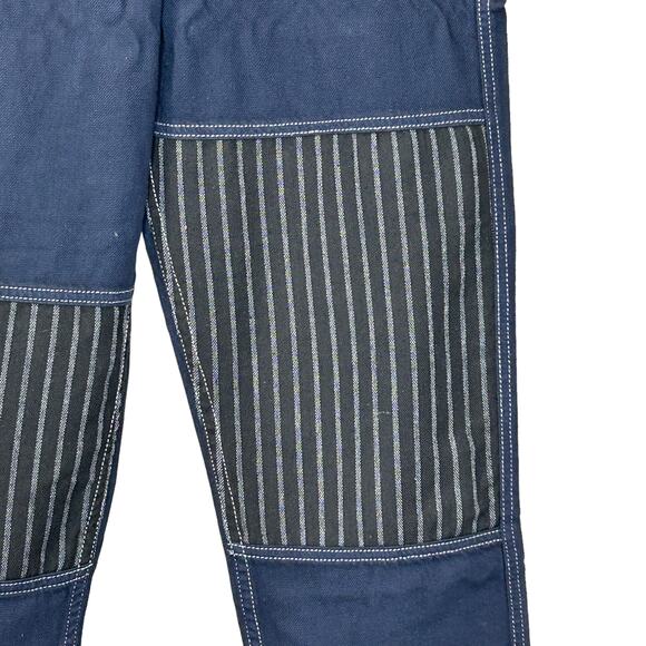 Sandrine Rose French Worker Patchwork Wide Leg Cotton Linen Pants Blue 24 NWT - Picture 5 of 9